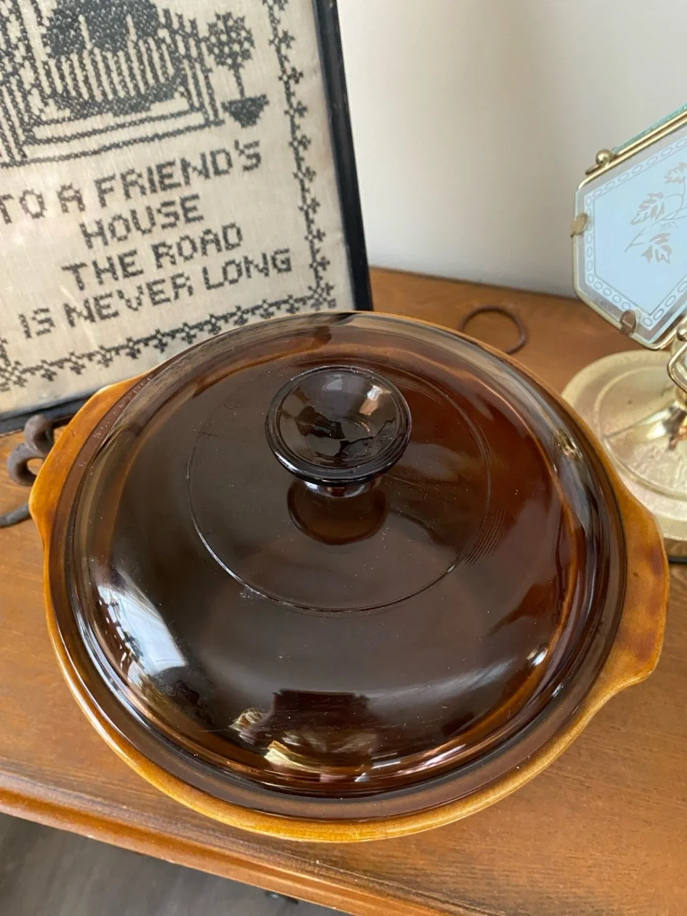 Vintage Rival 1970s Stoneware Slow Cooker Insert with Pyrex Glass Lid — OS